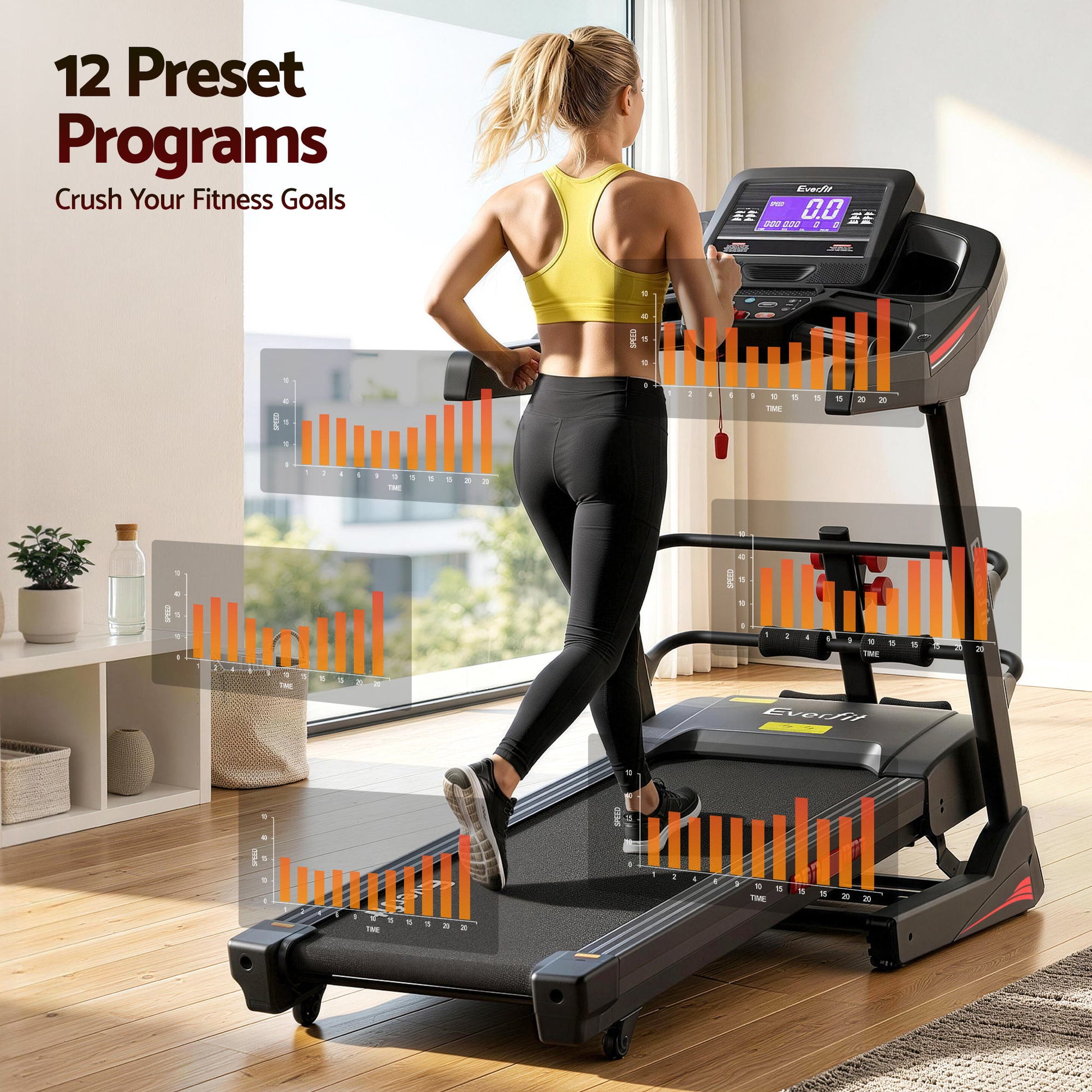 Treadmill Electric Gym Fitness Exercise Machine W Sit Up Bar 480mm