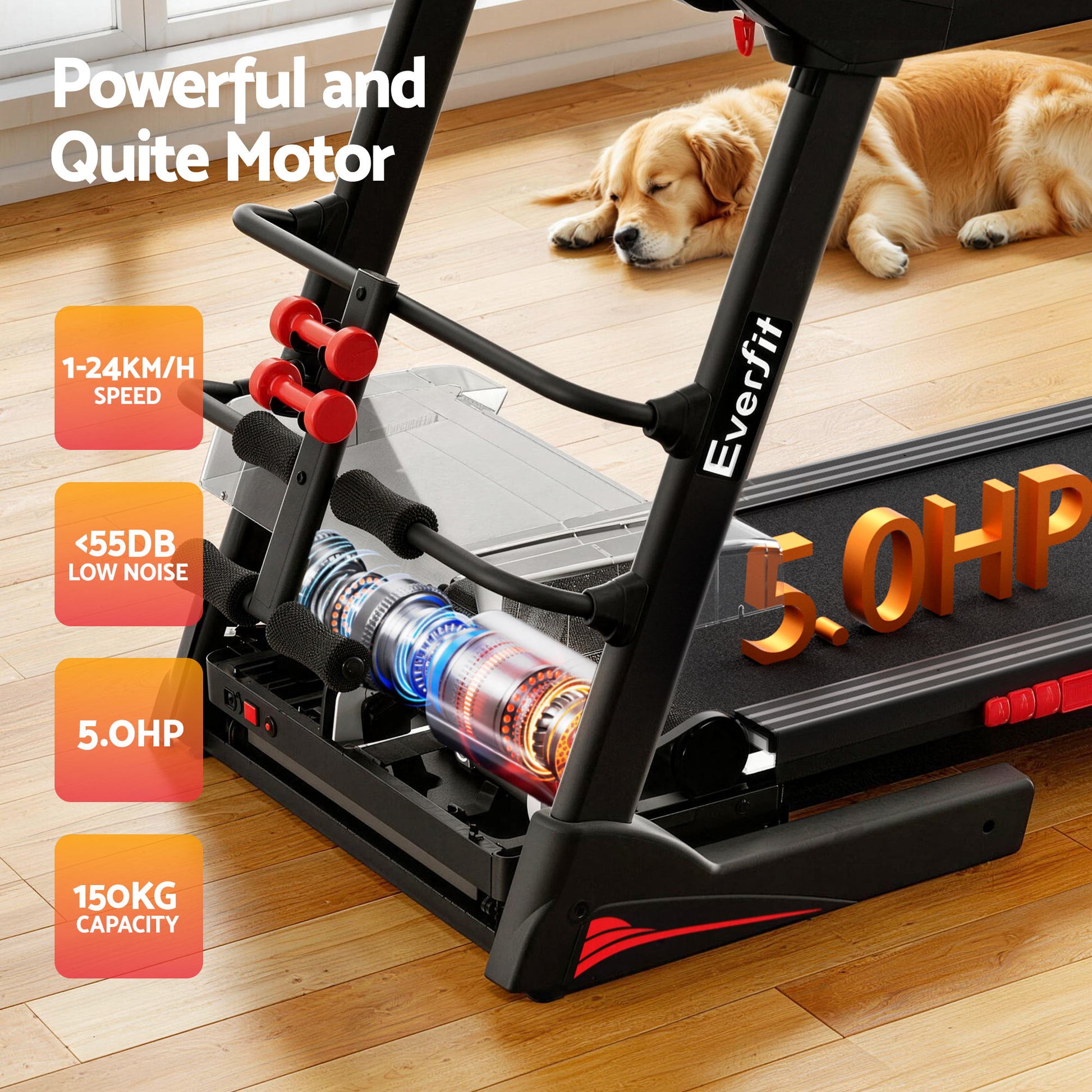 480mm walking pad treadmill with compact running belt