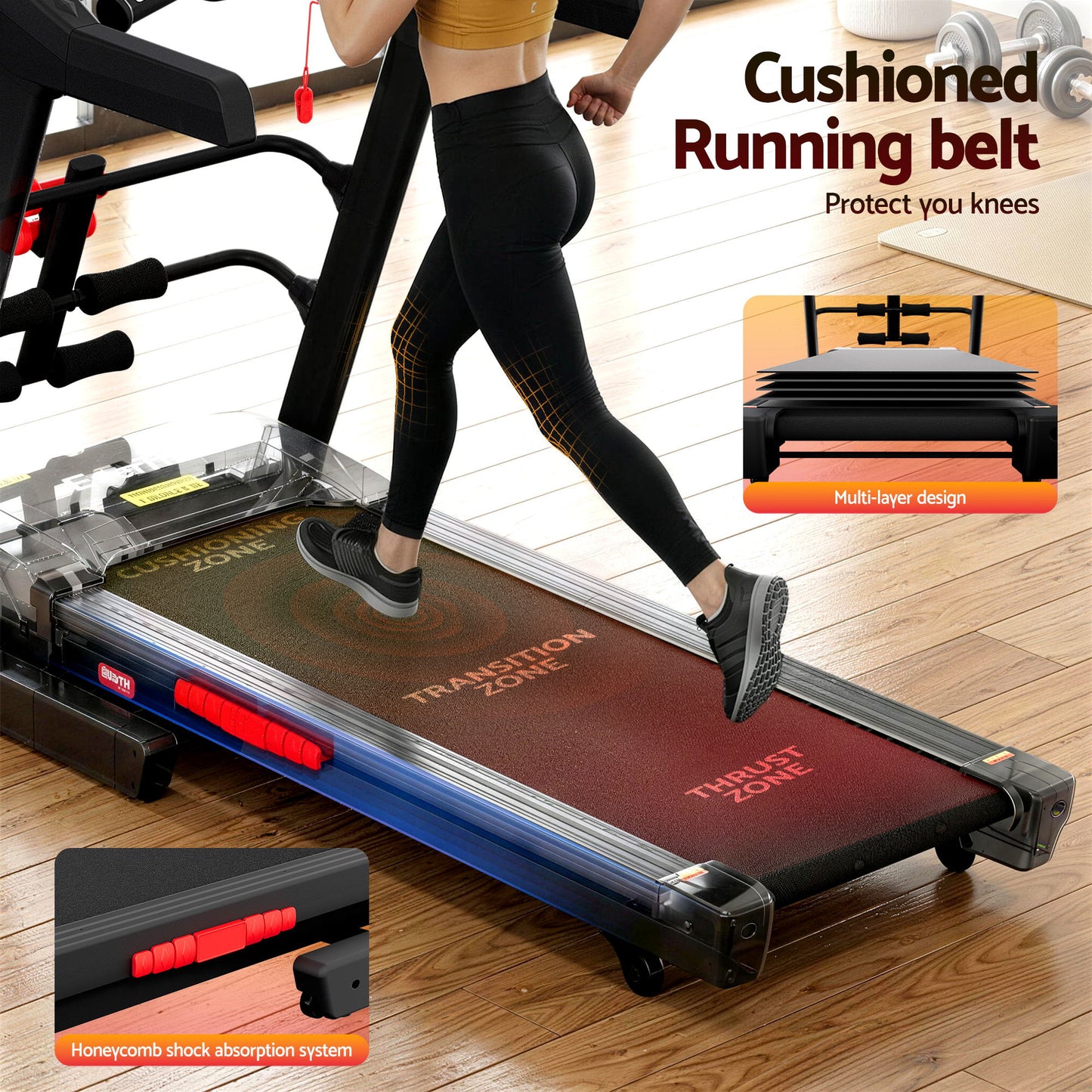 Treadmill electric gym with fitness exercise machine w sit