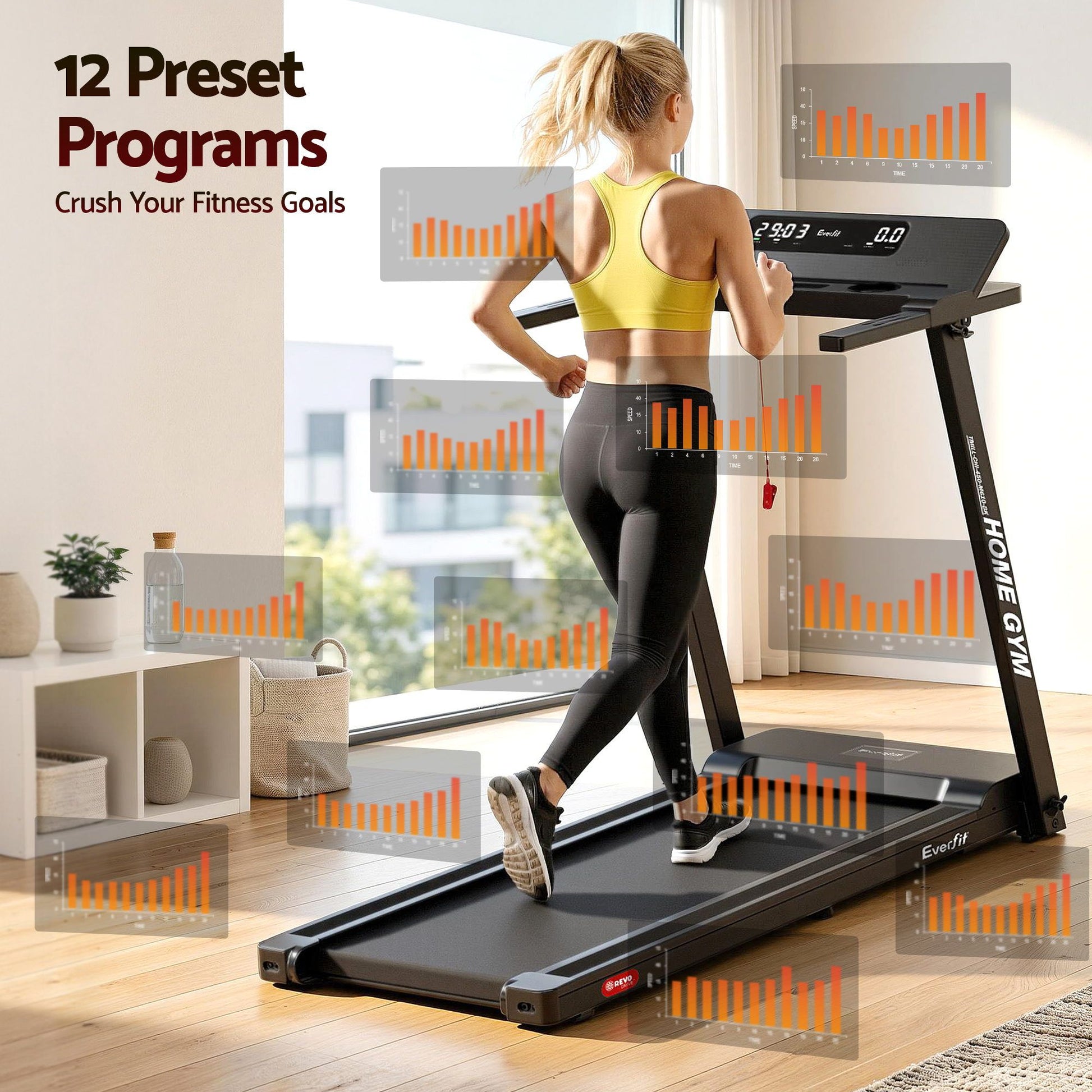 Foldable Gym Exercise Fitness Black Treadmill Fully