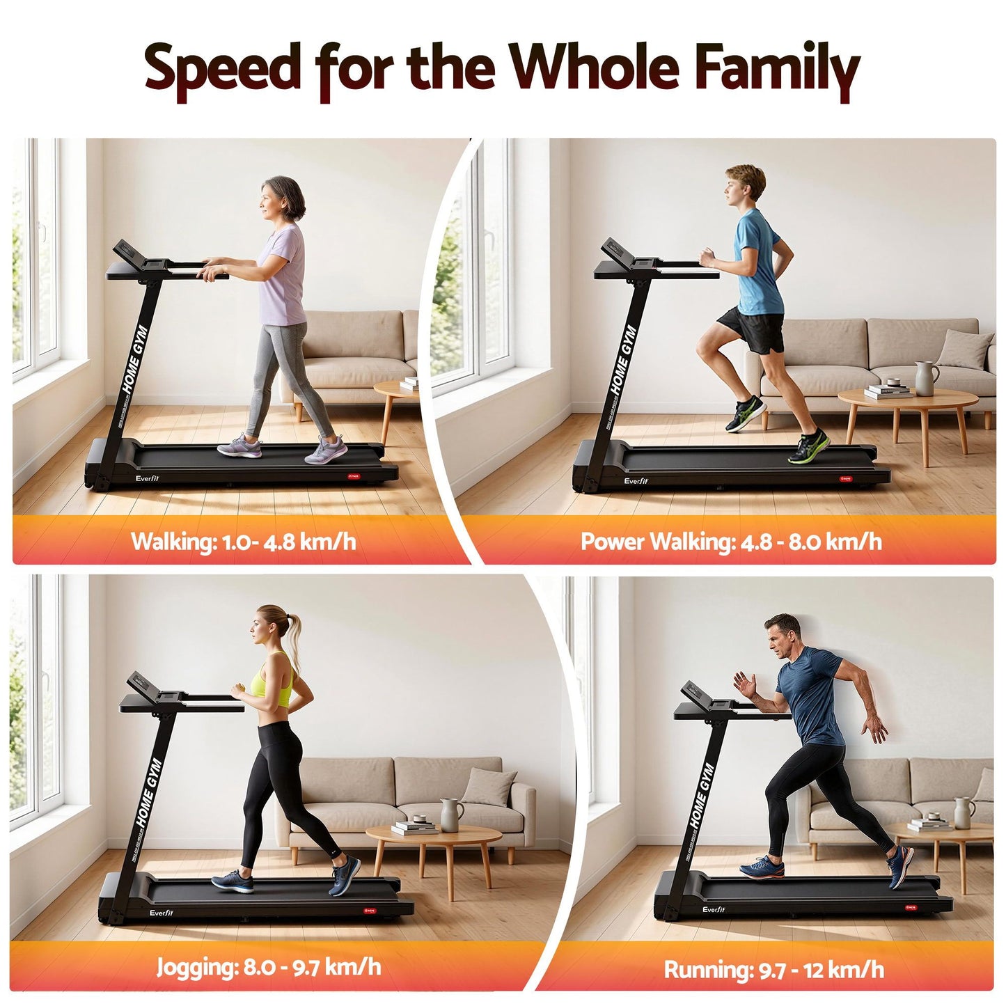 Treadmill Fully Foldable Gym Exercise Fitness Black