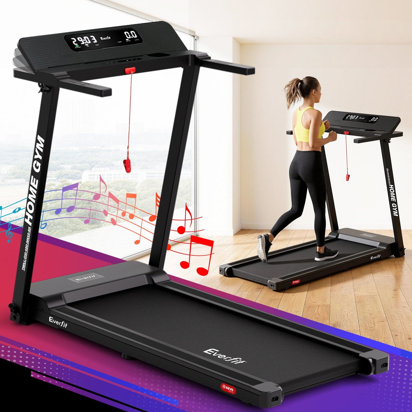 Fitness Black Chi Treadmill Fully Foldable Gym Exercise