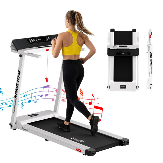 White Fully Foldable Treadmill Gym Exercise Fitness