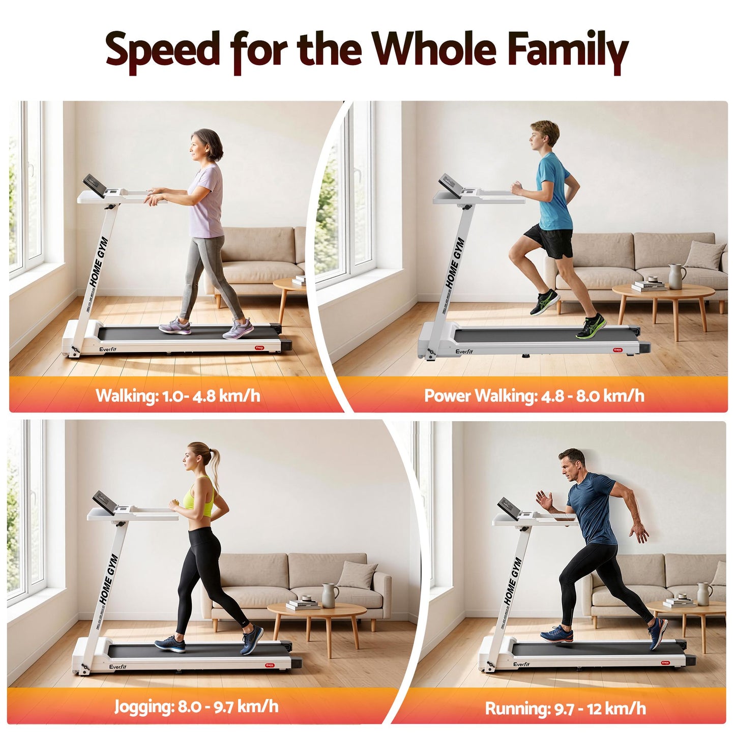 Fully Foldable Treadmill Gym Exercise Fitness White Chi