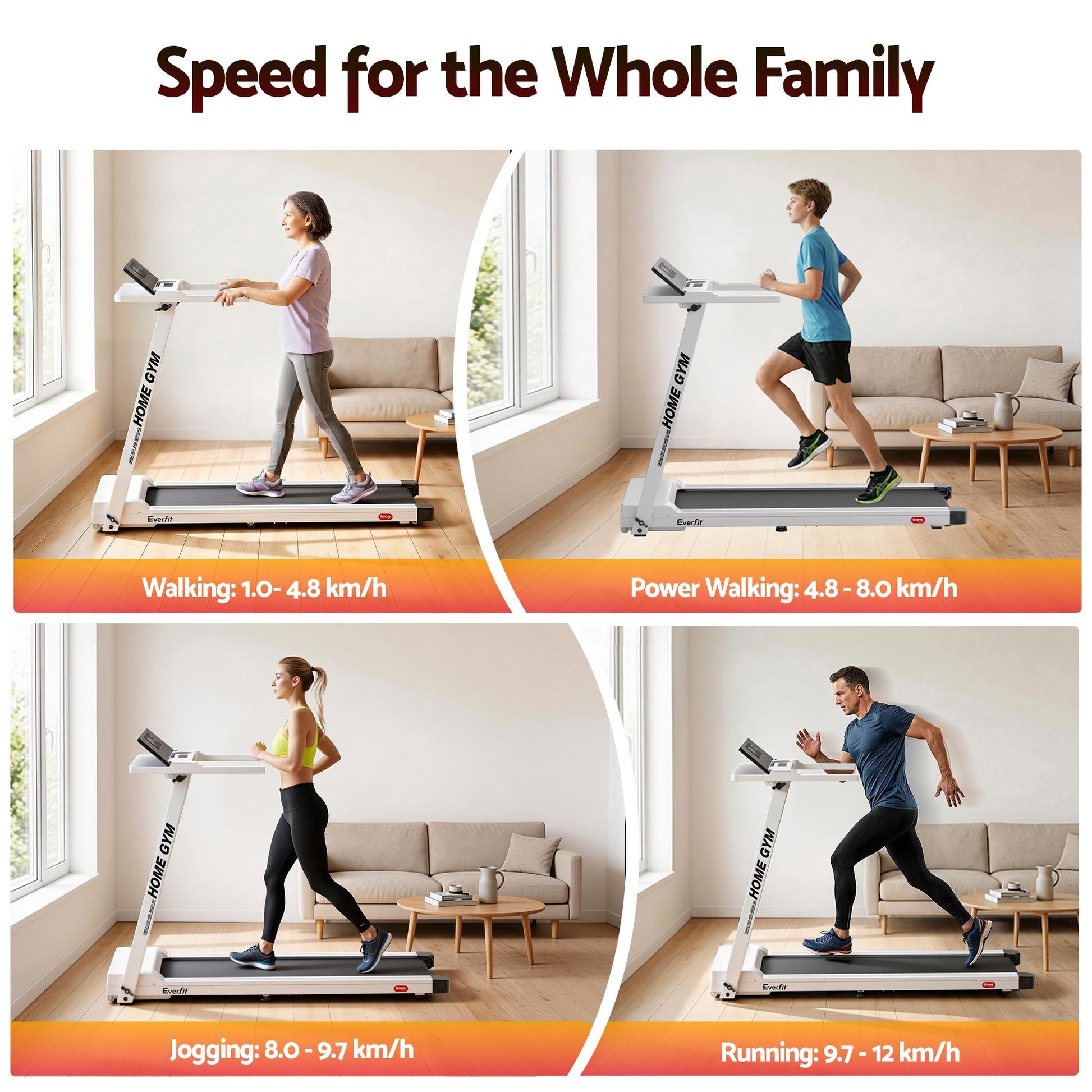Fully Foldable Treadmill Gym Exercise Fitness White Chi