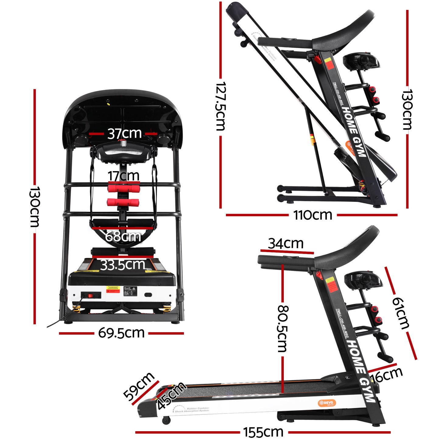 Treadmill 450mm 18kmh 3 5HP Auto