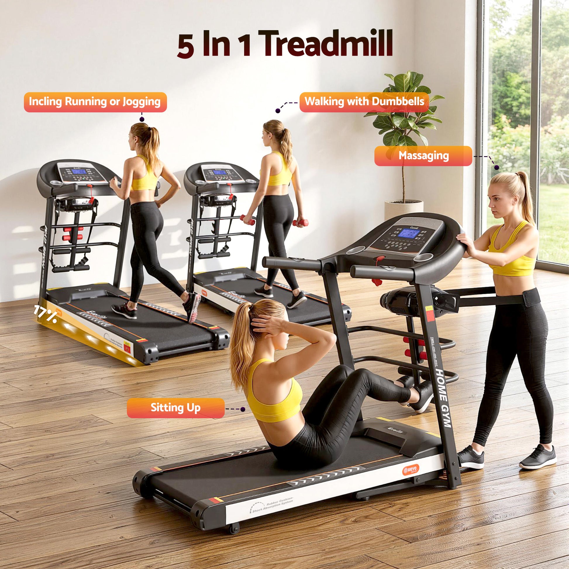 Treadmill 450mm 18kmh 3 5HP Auto Incline Gym Run