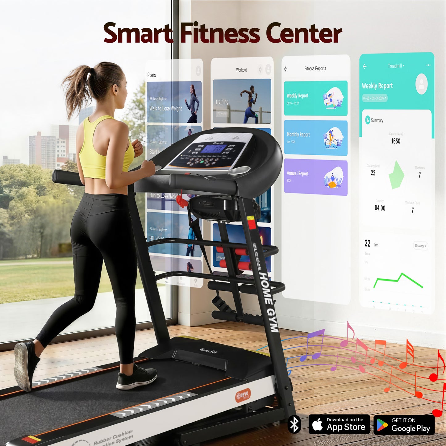 Treadmill 450mm 18kmh 3.5HP Auto Incline Home Gym Run Exercise Machine with Fitness Dumbbell Massager Sit Up Bar