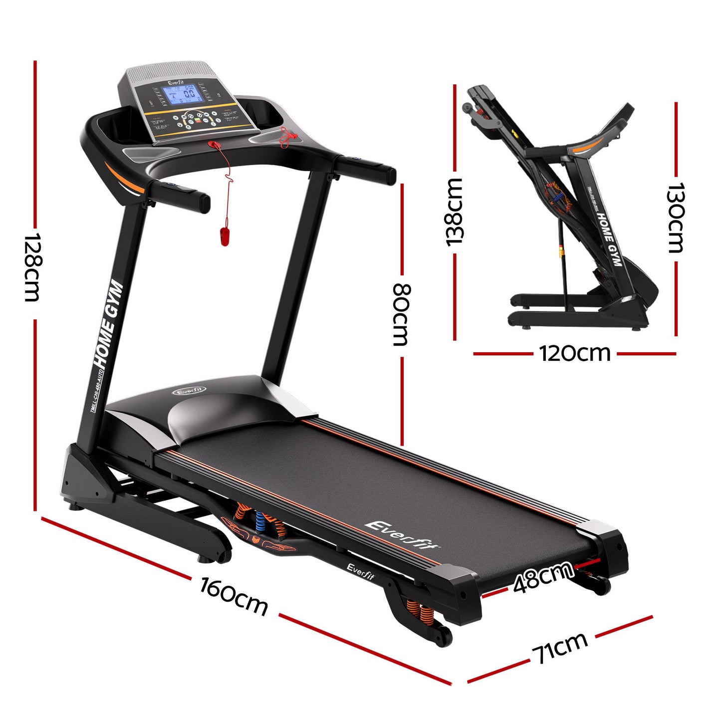 Treadmill 48cm Incline Running Home Gym Fitness Machine