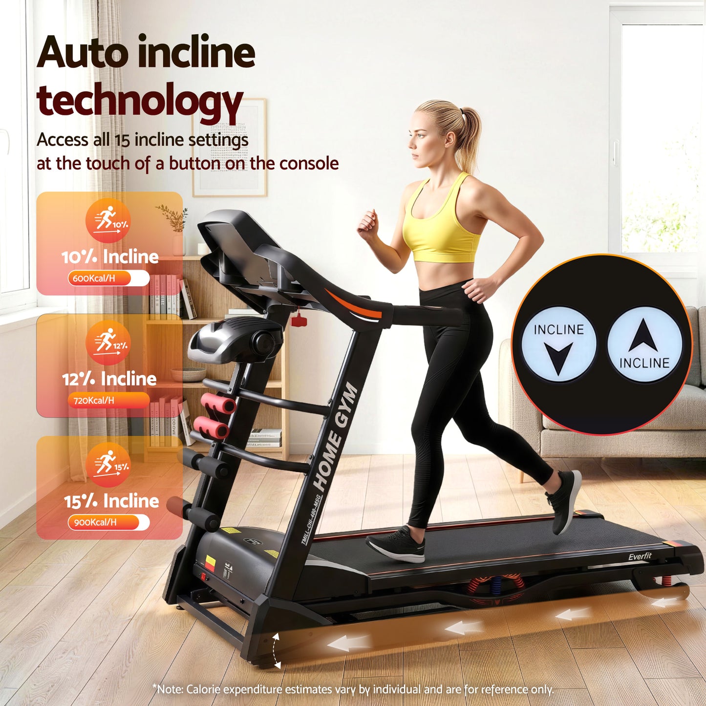 Treadmill Gym 480mm 18kmh 3 5hp Auto Incline Exercise Machine Dumbbell Massager