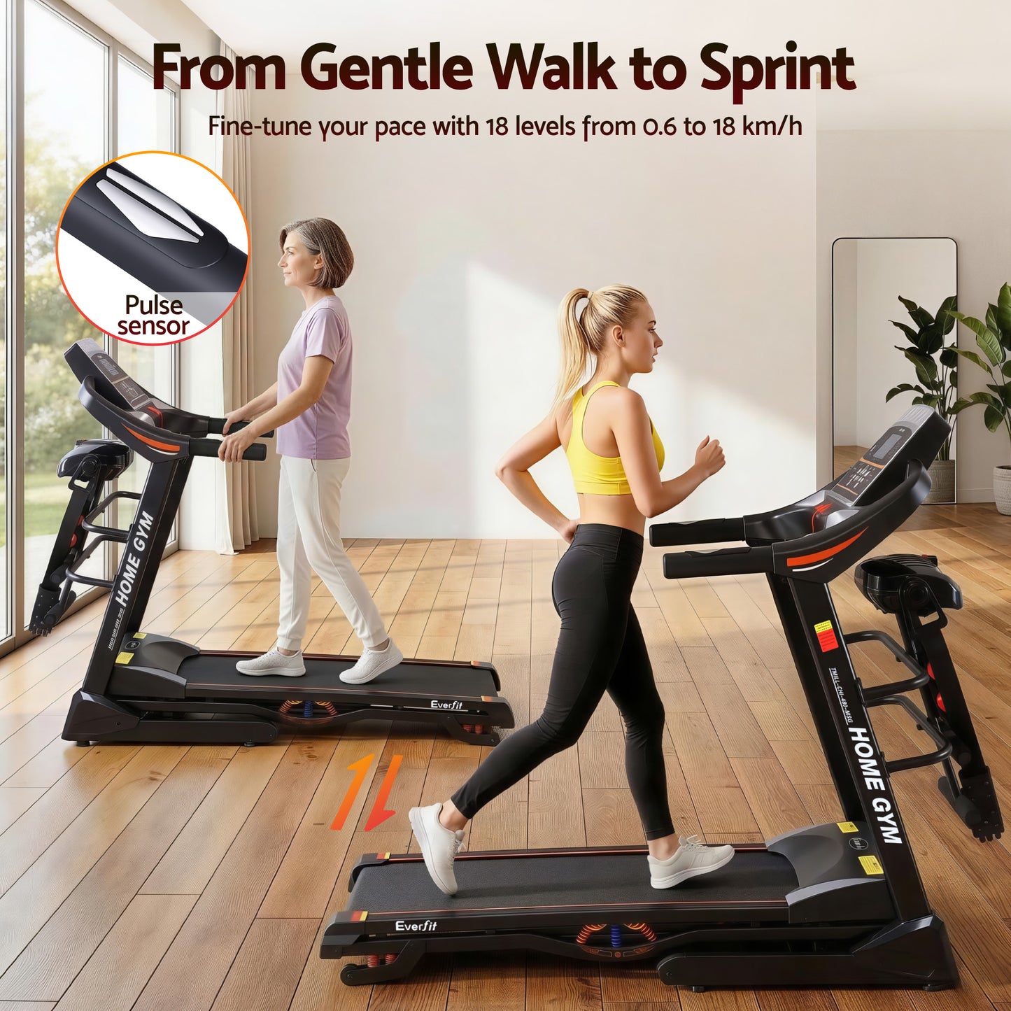 480mm 18kmh 3 5hp Auto Incline Exercise Machine Dumbbell Massager Sit Up