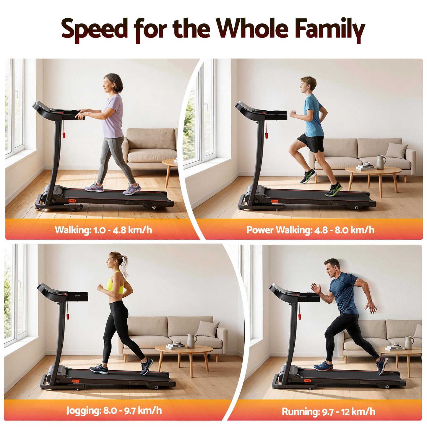 Treadmill Incline Home Gym Exercise Machine Fitness 400mm