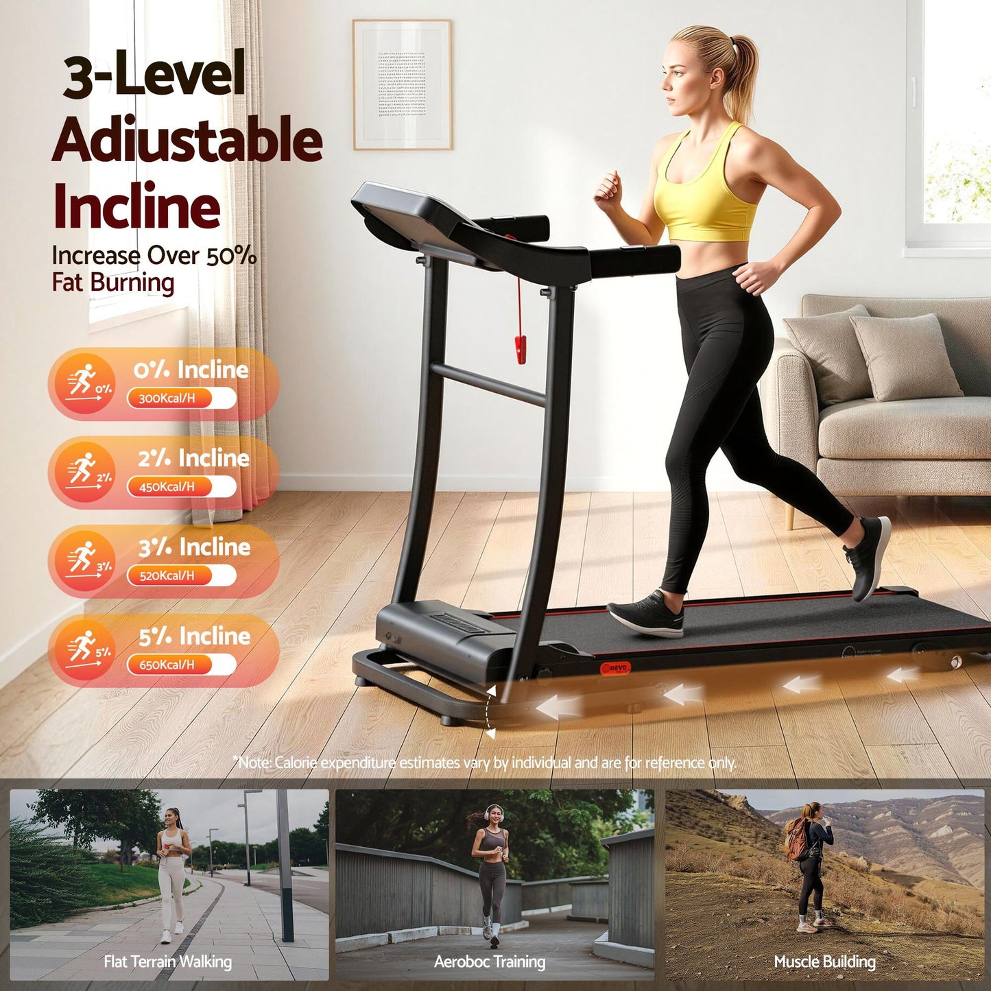 Treadmill Incline Home Gym Exercise Machine Fitness 400mm
