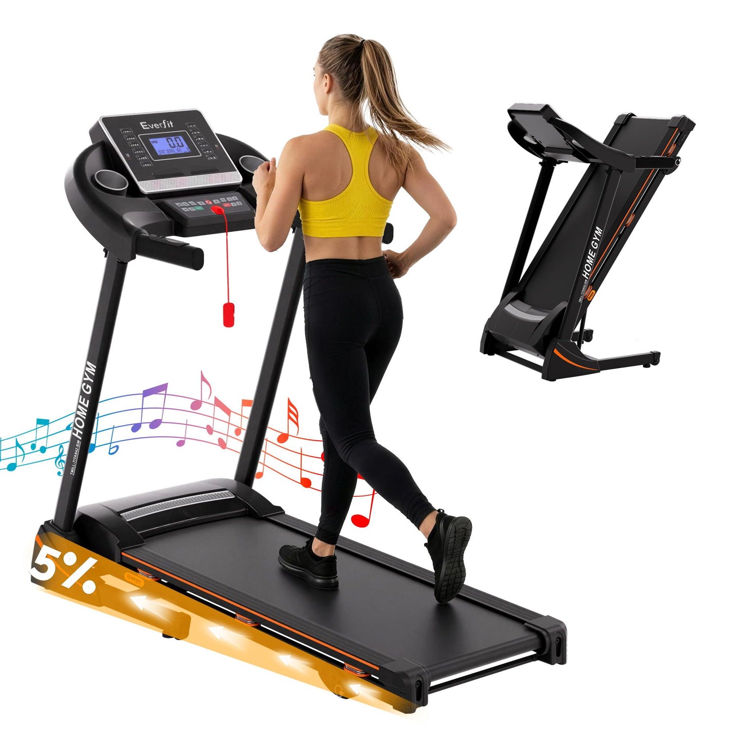 Treadmill 420mm Belt, 18km/h Home Gym Fitness Machine