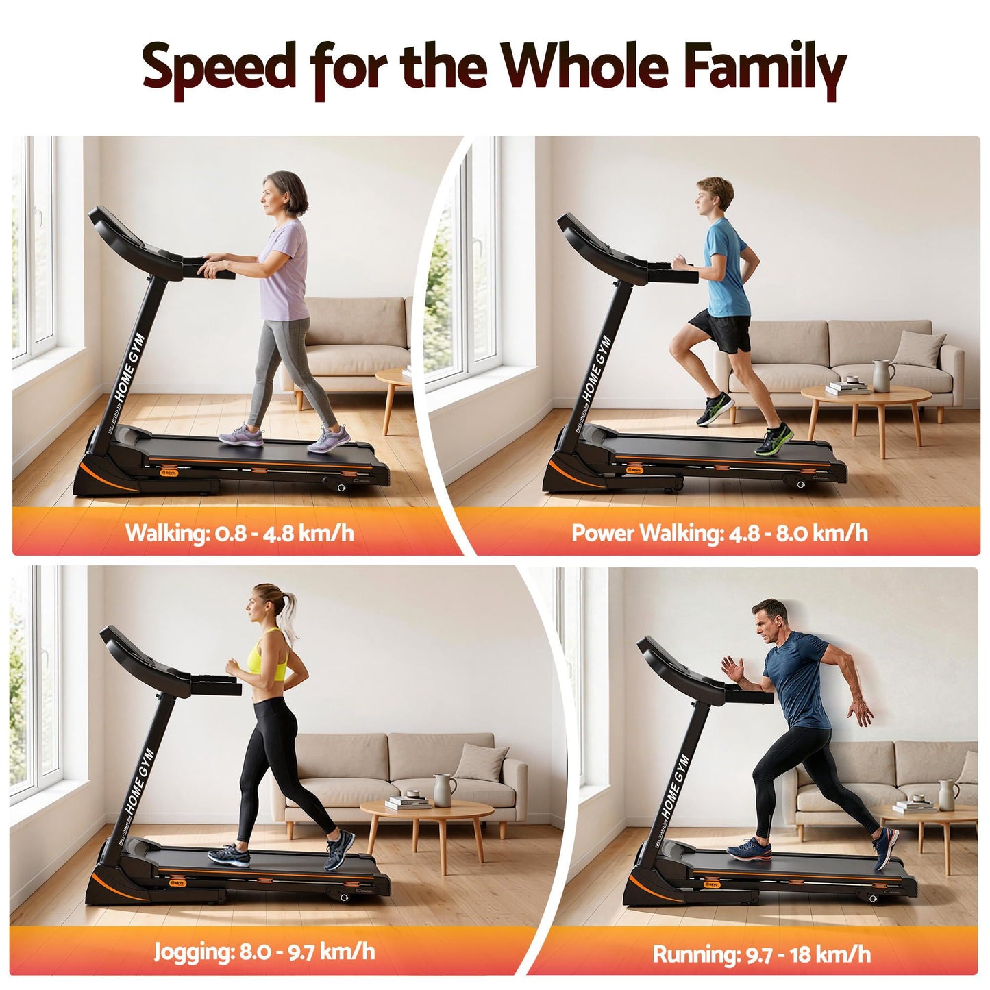 Black Electric Walking Pad Treadmill Compact Gym Design