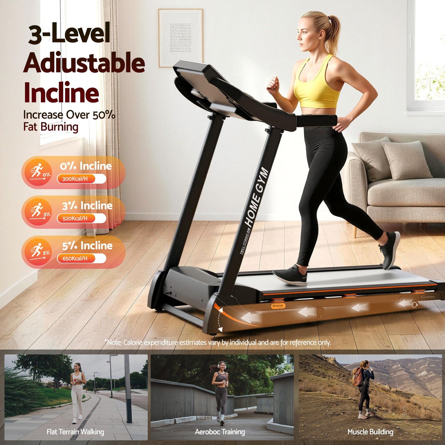 Treadmill 420mm Belt 18km H Gym Fitness Machine