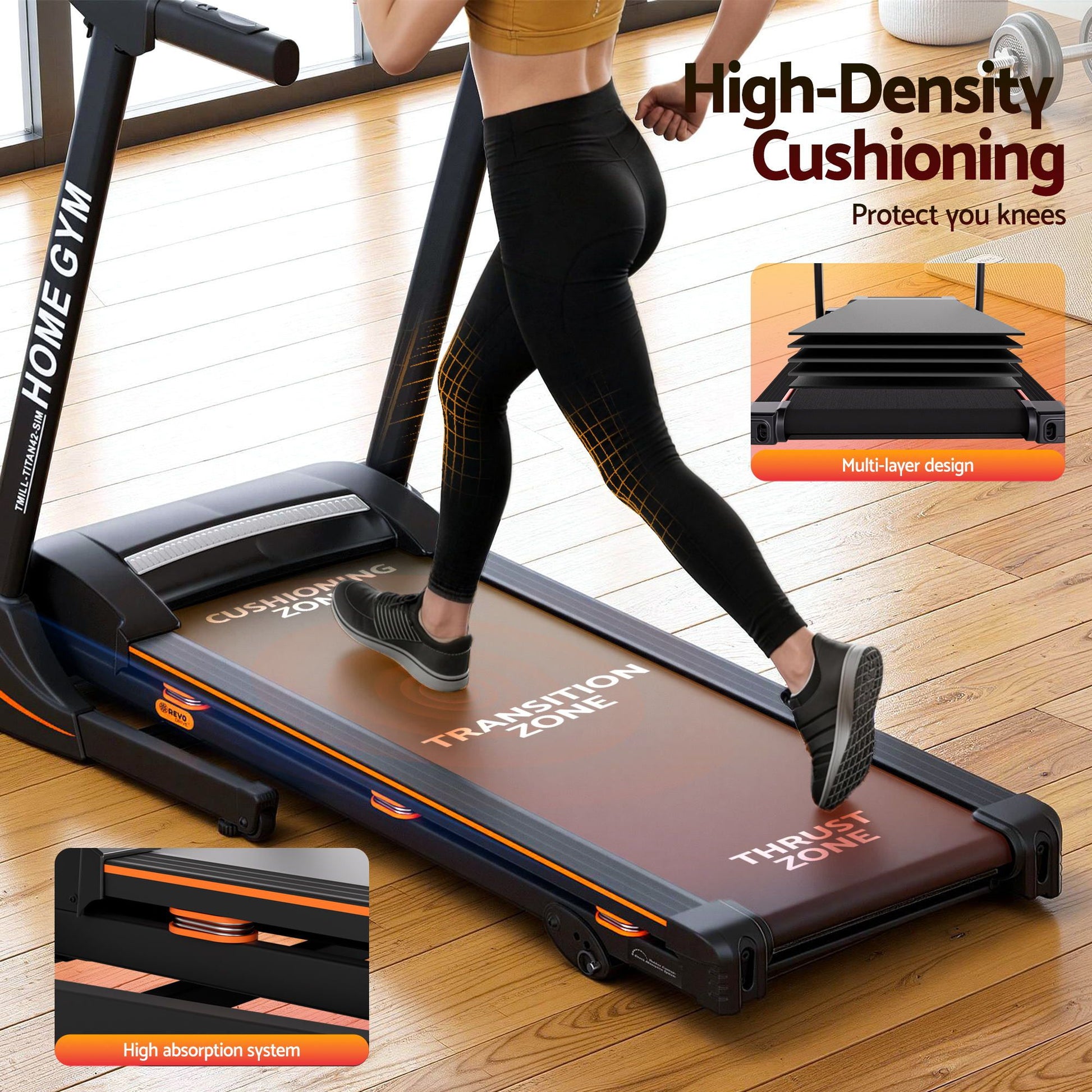 Treadmill 420mm Belt 18km H with Gym Fitness Machine