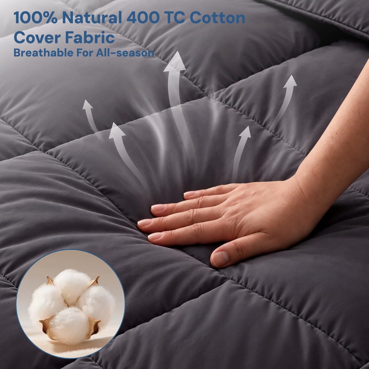 Mattress Topper Double Pillowtop 1000GSM Charcoal Microfibre Bamboo Fibre Protector