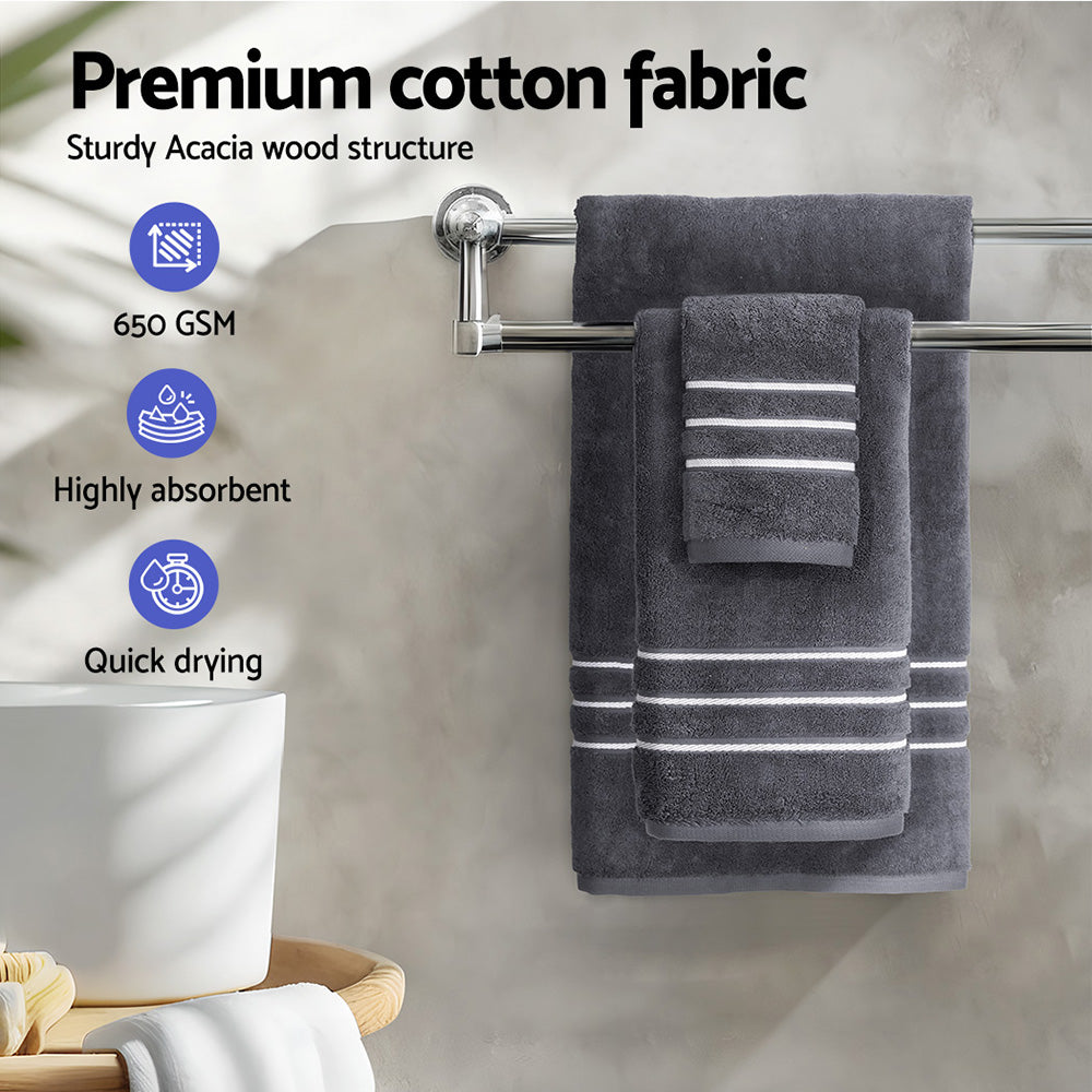 Bath Towels Set 6-Pack Cotton - Grey