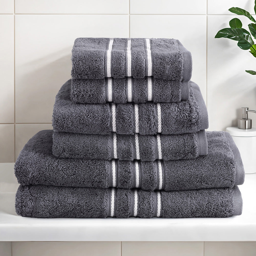 Bath Towels Set 6-Pack Cotton - Grey