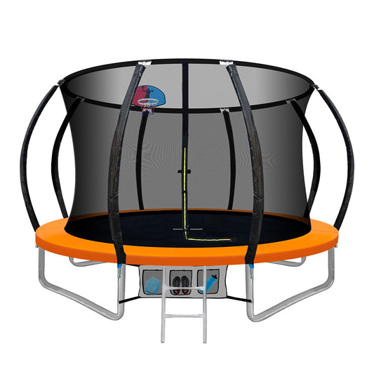Trampoline 10ft Round Basketball Hoop with Safety Net Enclosure Pad Outdoor