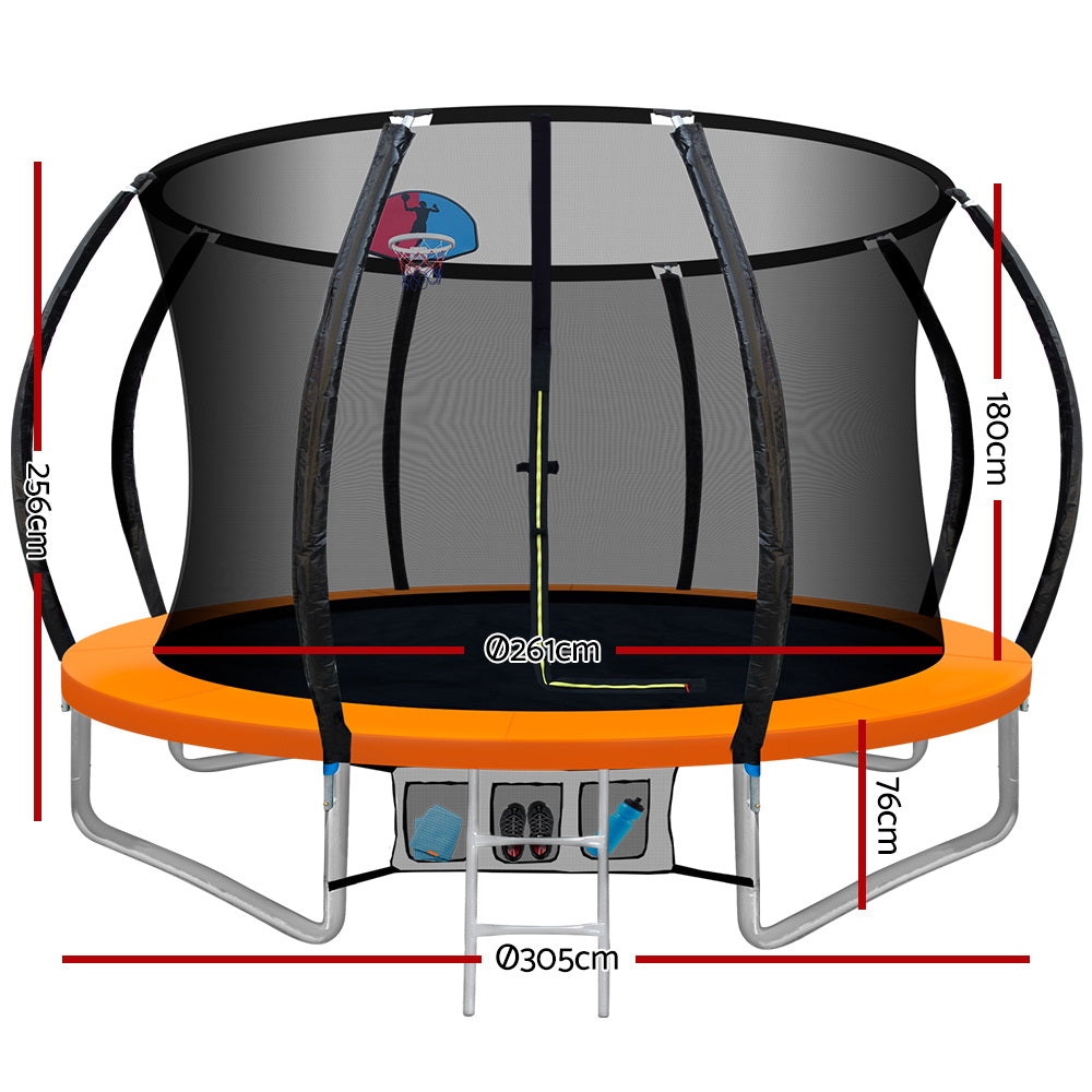 Round Basketball Hoop Safety Net Enclosure Pad Trampoline 10ft
