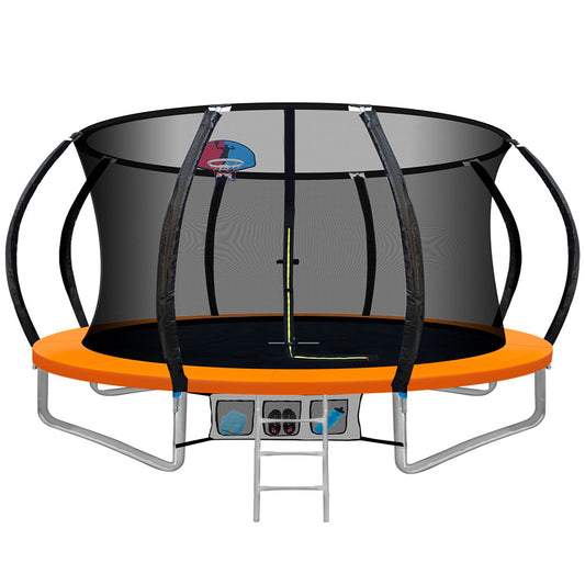Trampoline 12ft Round Basketball Hoop with Enclosure Safety Net Pad Outdoor