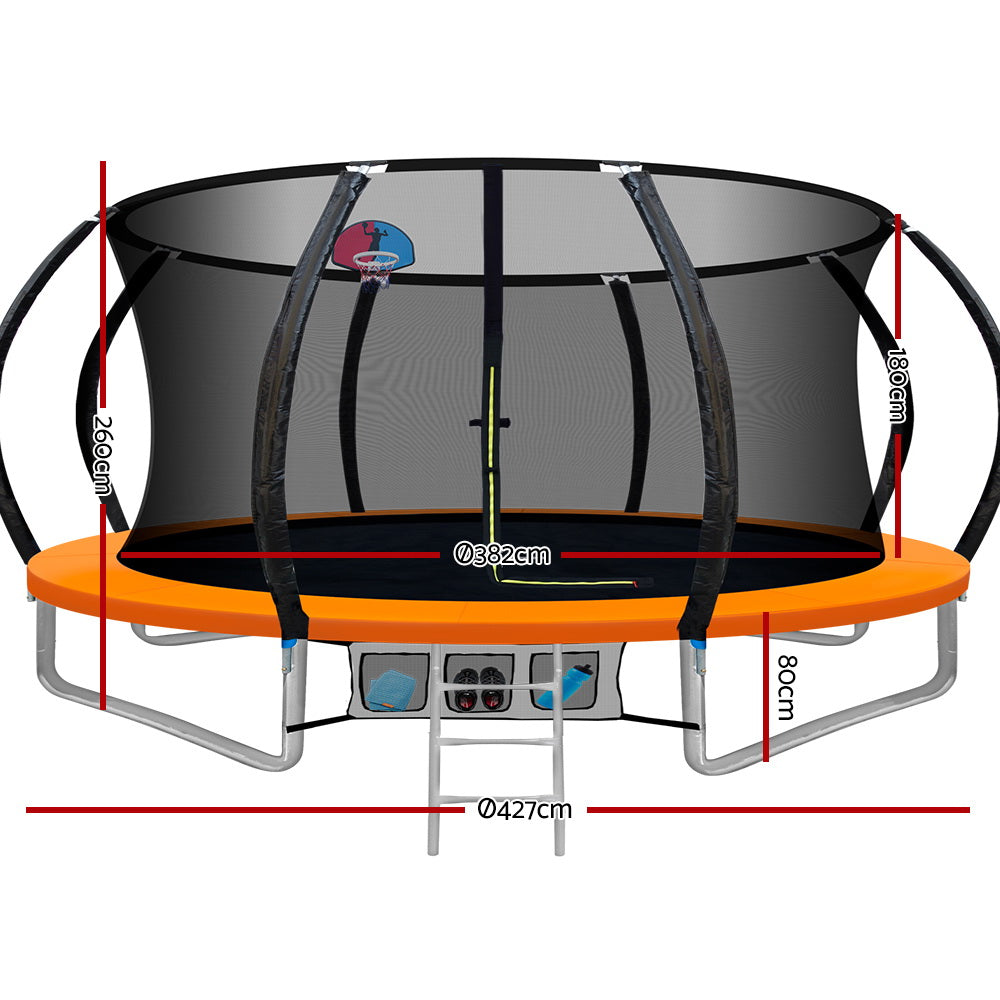 Round Basketball Hoop Enclosure Safety Net Pad Trampoline 14ft