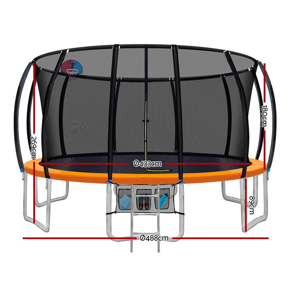 Trampoline 16FT Round with Basketball Hoop Kids Present