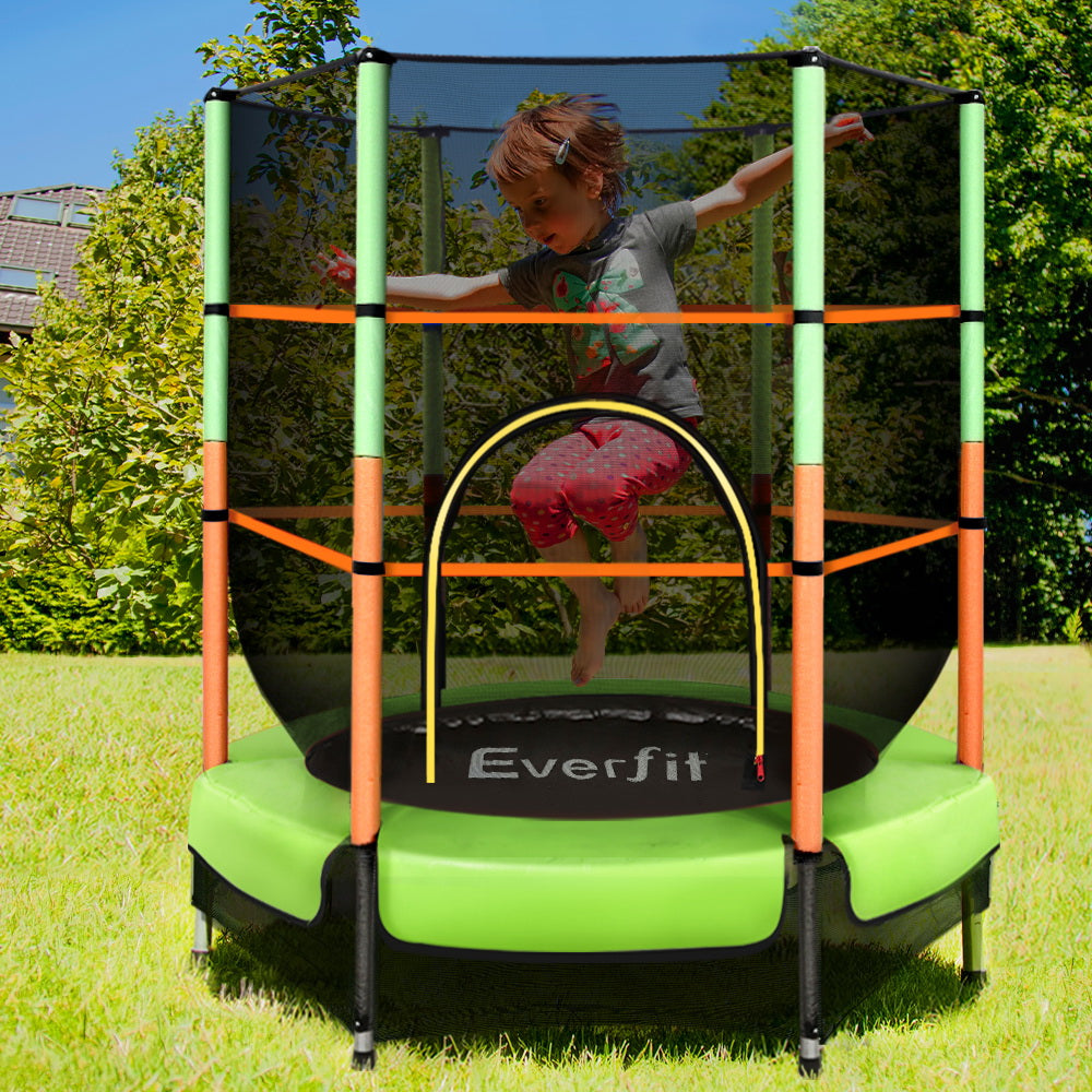 4.5FT Trampoline for Kids w/ Enclosure Safety Net Rebounder Gift Green