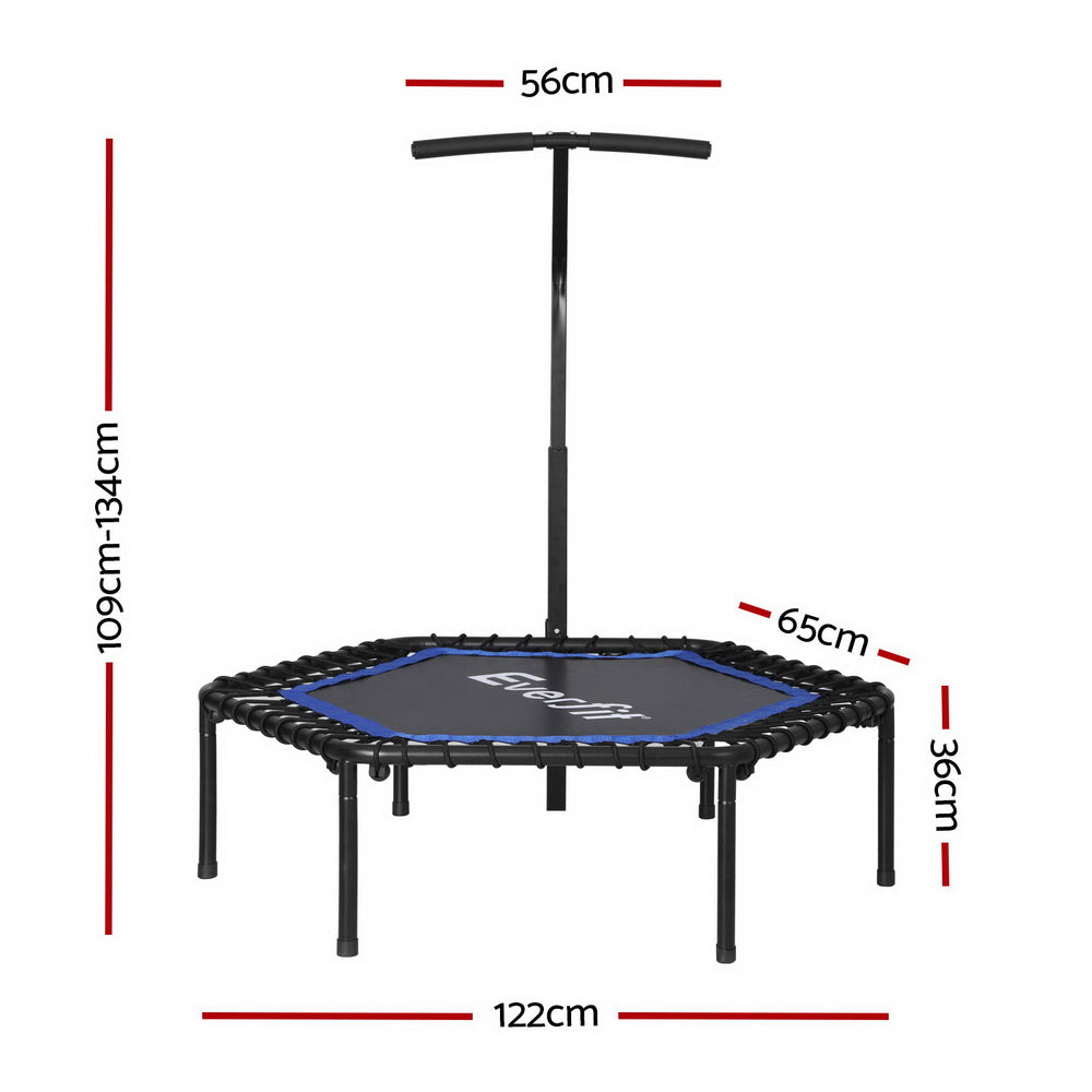 Fitness Trampoline 48inch Hexagon Rebounder with Adjustable Handrail - Blue