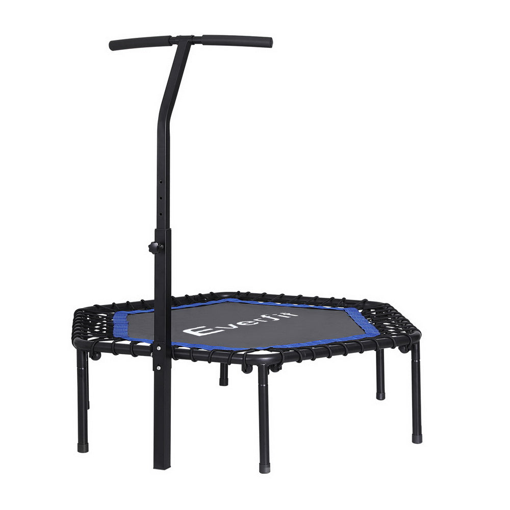 Fitness Trampoline 48inch Hexagon Rebounder with Adjustable Handrail - Blue