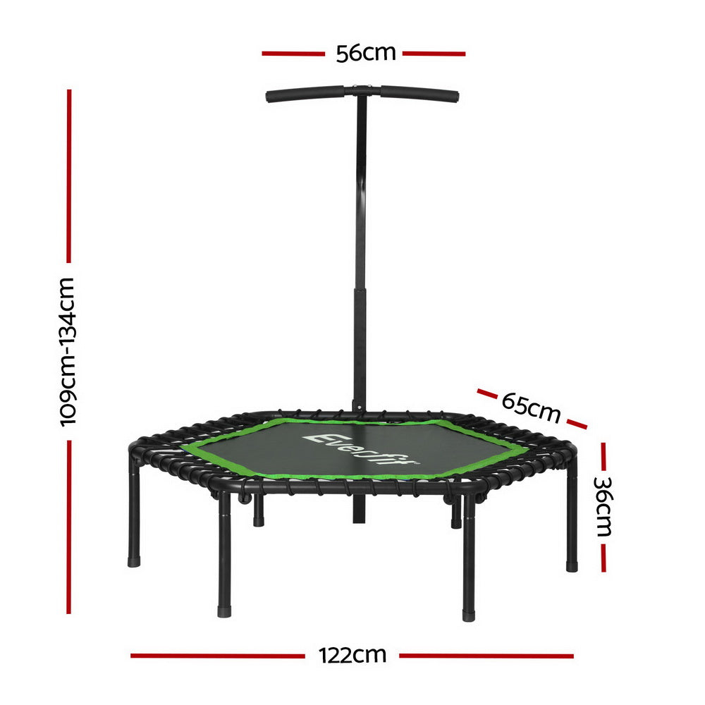 Fitness Trampoline 48inch Hexagon Rebounder with Adjustable Handrail - Green