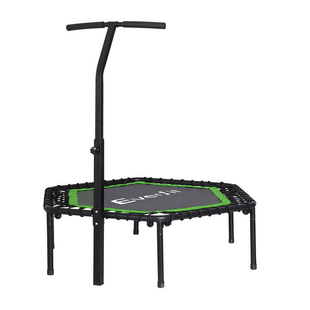 Fitness Trampoline 48inch Hexagon Rebounder with Adjustable Handrail - Green