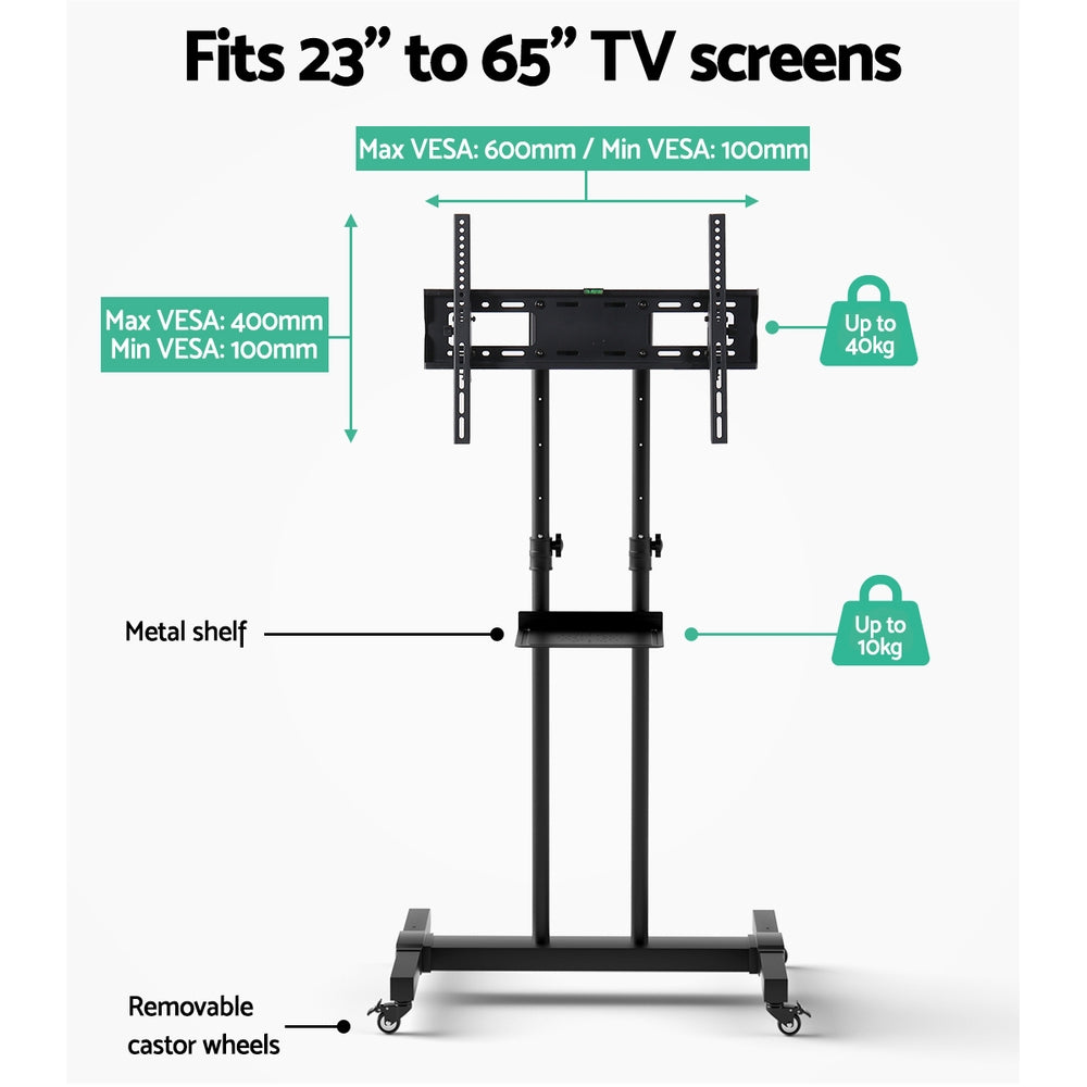 Mobile TV Stand for 23"-65" TVs Mount Bracket Portable Solid Trolley Cart