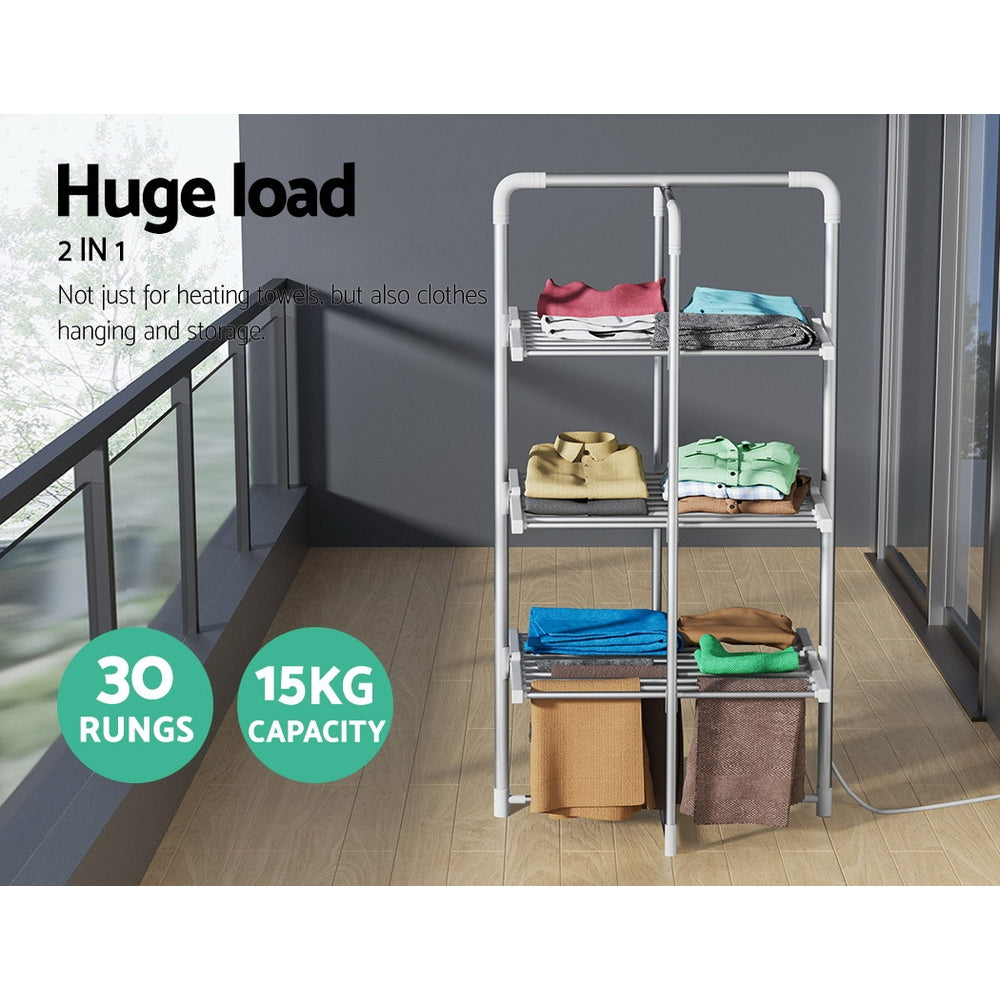 Heated Towel Rail Clothes Airer Dryer Warmer Stand - 300W