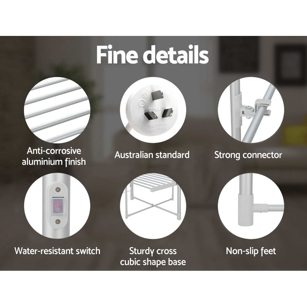 Heated Towel Rail Clothes Airer Dryer Warmer Stand - 300W