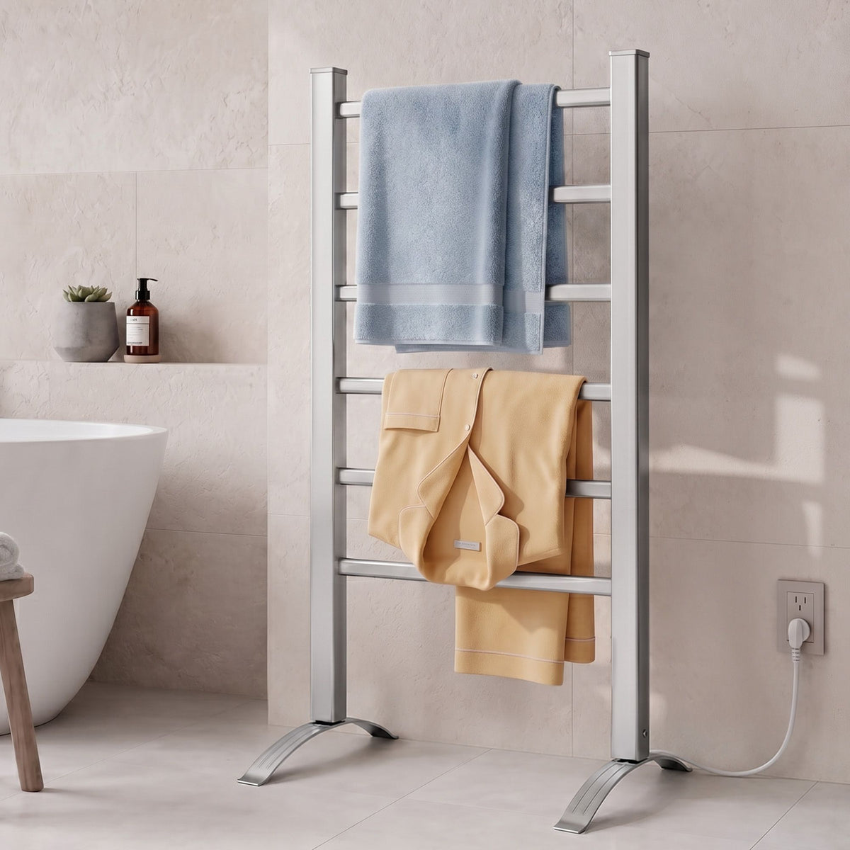 Heated Towel Rail Rails Warmer Rack Aluminium Bar Bathroom