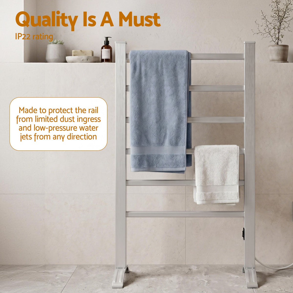 Heated Towel Rail Rails Warmer Rack Aluminium Bar Bathroom