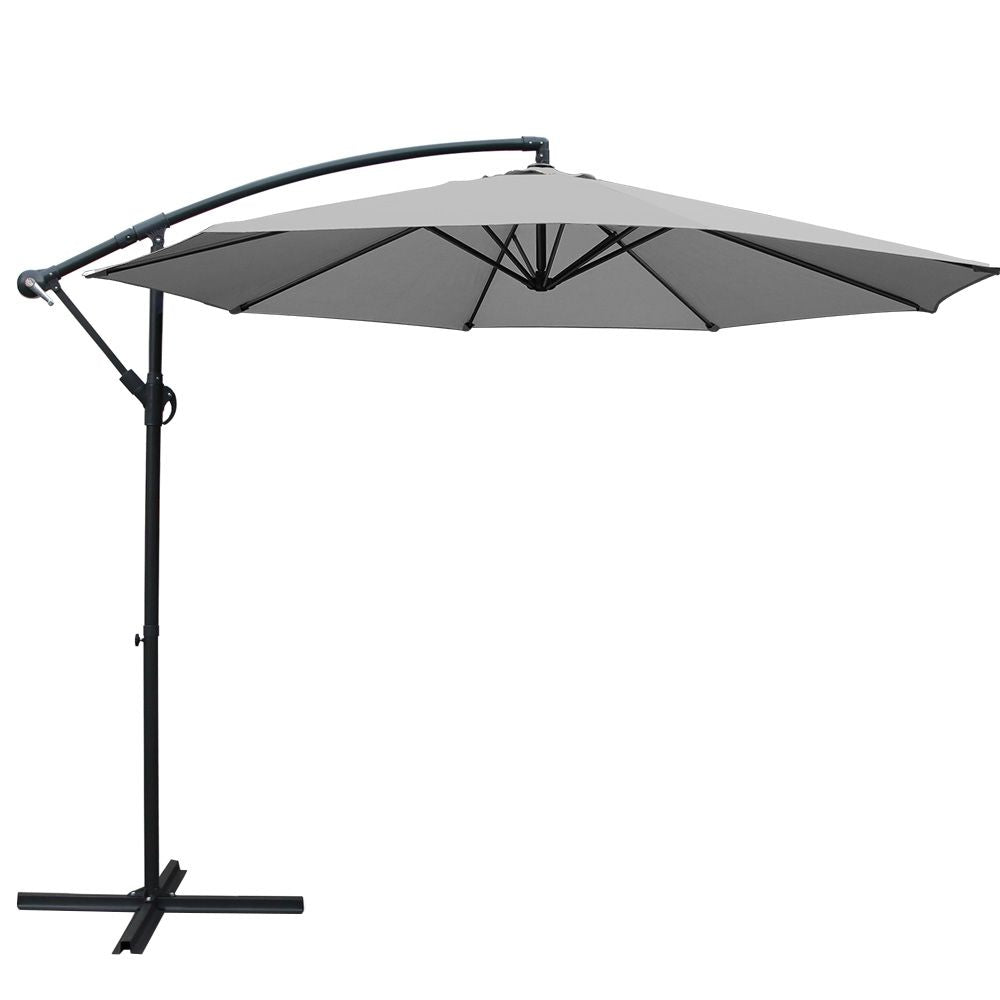 Outdoor Umbrella 3 m Grey UMB BAN 8RIB GR