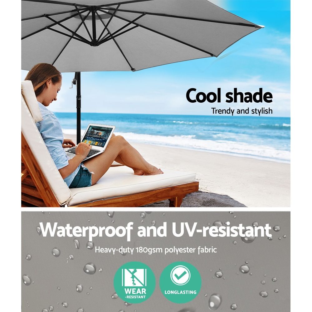 Outdoor Garden Umbrella, 3 m, Grey