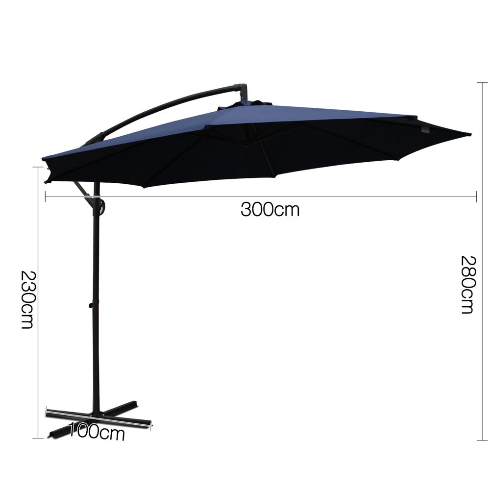 Cantilever Outdoor Umbrella 3m Navy Umb Ban