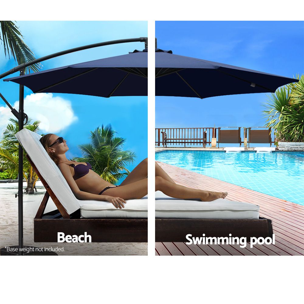 Umbrella 3m Navy Umb Ban 8rib Cantilever Outdoor