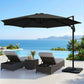Outdoor Umbrella 3M with Base Cantilever Beach Roma 360-Degree Tilt - Black