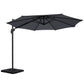 Outdoor Umbrella 3M with Base Cantilever Beach Roma 360-Degree Tilt - Charcoal