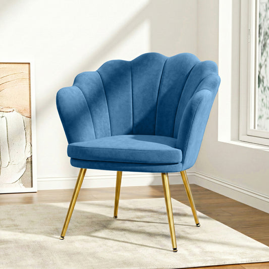 Armchair Lounge Chair Accent Retro Armchairs Lounge Shell Velvet Navy