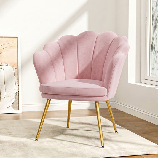 Armchair Lounge Chair Accent Armchairs Retro Single Sofa Velvet Pink