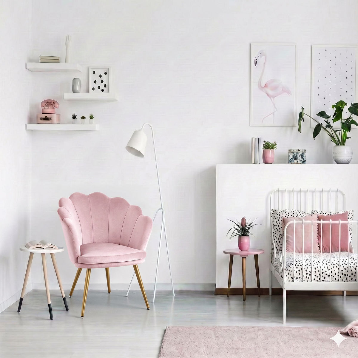 Armchair Lounge Chair Accent Armchairs Retro Single Sofa Velvet Pink