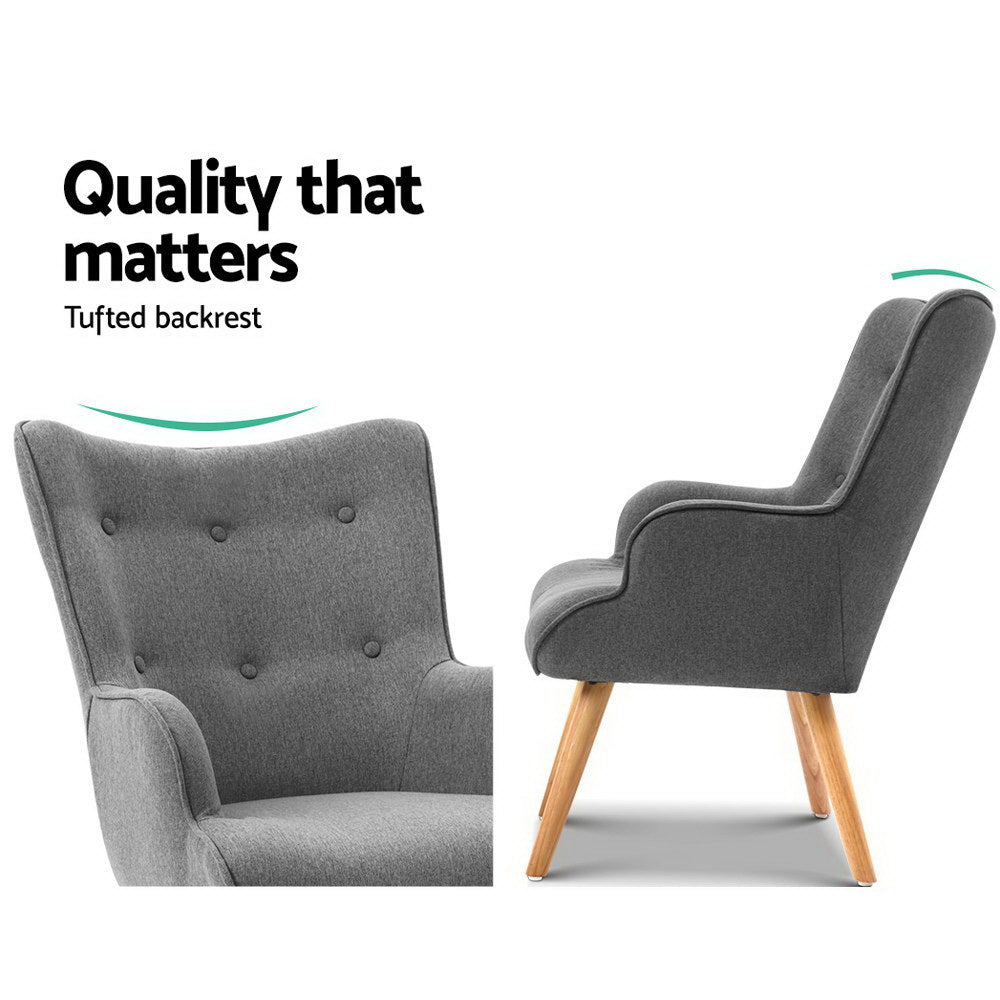 Armchair with Ottoman, Grey