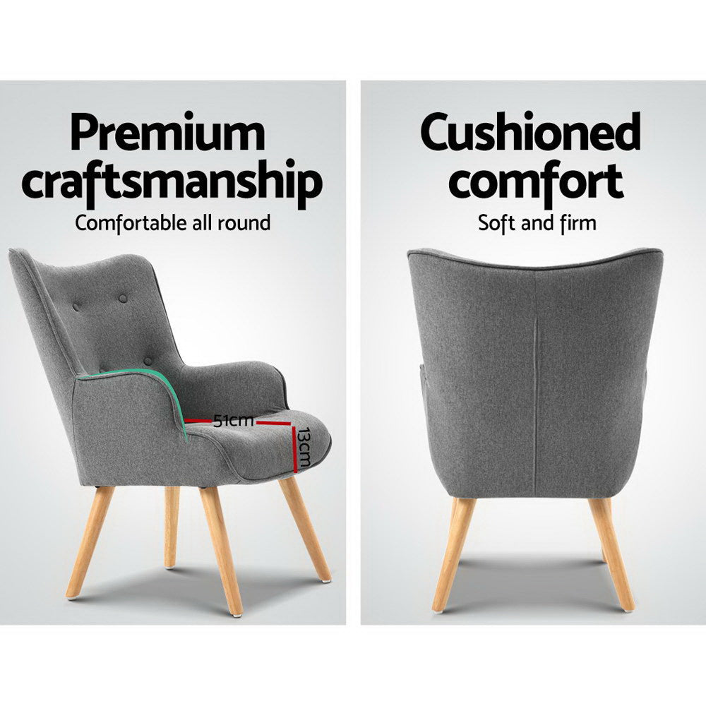 Armchair with Ottoman, Grey
